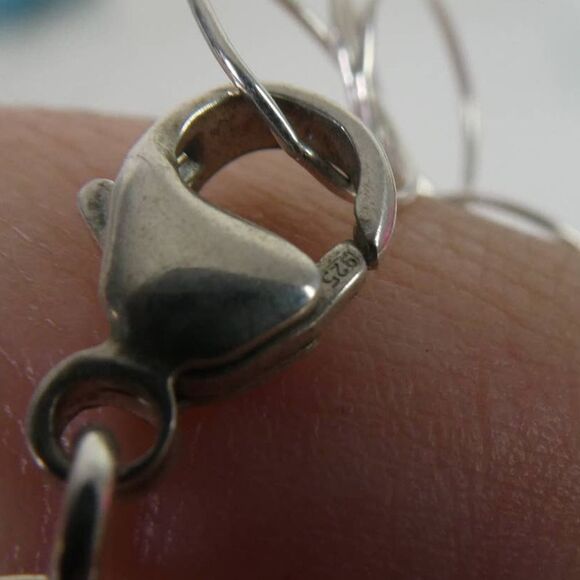 Sterling Silver 925 Open O Link Chain Necklace Snowflake Mandala Pendant - Picture 8 of 9